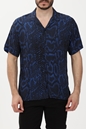 JACK & JONES-Ανδρικό resort πουκάμισο JACK & JONES 12228020 JCOUNNATURAL REGGIE μαύρο μπλε